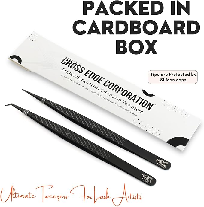 My Lash Tools Eyelash Extension Curved Degree & Straight Tweezers set for Isolation Lash Extensions 14cm, Best for Individual Isolation & Classic Lashes Stainless Steel Eyelash Twisers (Tweezers set)