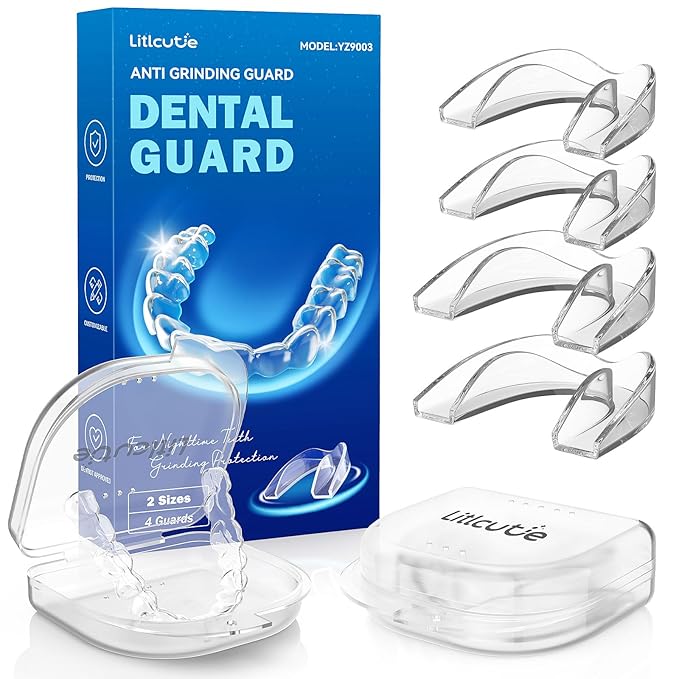 Anti Grinding Guard,Teeth Grinding Mouth Guard for Sleep,Night Guards for Teeth Grinding,4 Pack/2 Size,Transparent
