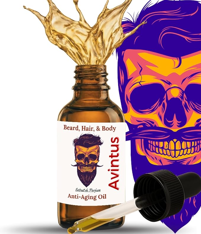 Anti-Aging Beard, Skin & Hair Cologne Oil | 2oz Luxury Blend with Plant Retinol & 11 Natural Oils (Avntus)