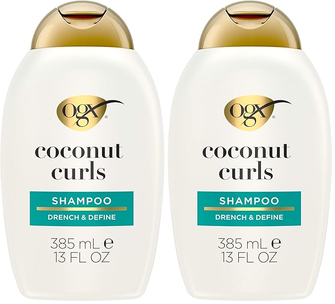 OGX Curly Hair Shampoo, 13 fl oz, Pack of 2 | Coconut Oil | Curl-Defining | Hydrating | Sulfate-Free
