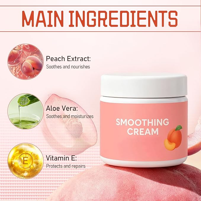 2pcs Luxevéria Facial Hair Removal Cream 50ml, Peach Infused Depilatory, Smooth Skin Treatment for Women & Men