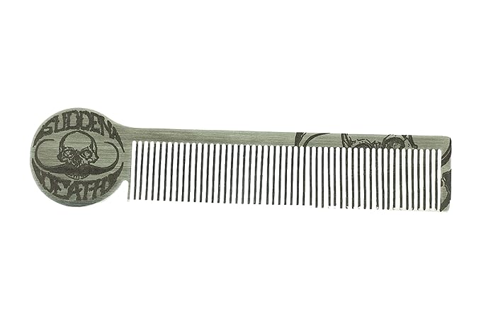 Handcrafted Steel Death Grip Mustache Comb For Handlebar Moustaches Pompadours Beards & Other Men's Hairstyles Silver Metalic