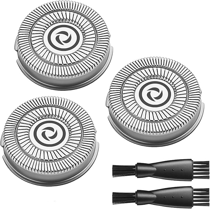Handsome Face Replacement Blades for Handsomeface Replacement Head Electric Razor for Men Rotary Shaver, 3 Pack Replacement Heads, 2 Cleaning Brush