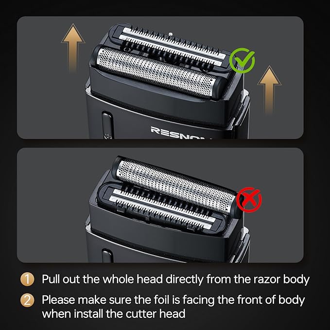 Electric Foil Shavers for Men, Electric Razor for Men Face - 2 Floating Blades, IPX7 Waterproof, 3 Adjustable Gears, LCD Display, Type-C Rechargeable,Wet/Dry Foil Shaver for Travel & Home, Matte Black