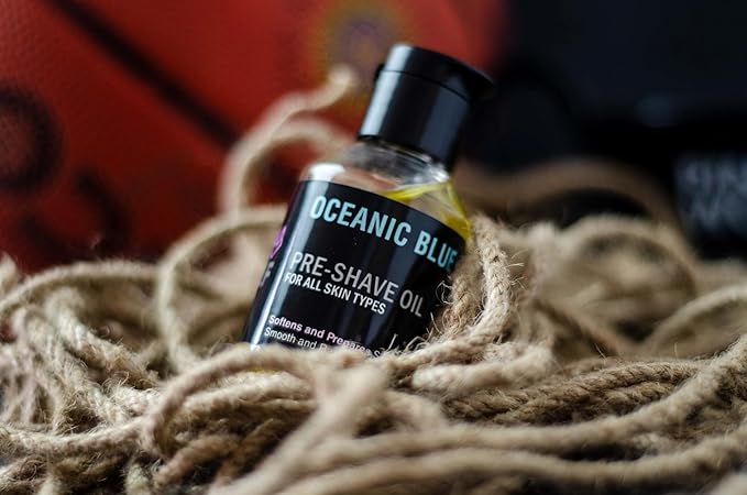 Pre-Shave Oil for Men | Oceanic Blue Scent | Softens Beard, Prepares Skin for Smooth, Razor Burn-Free Shave | Suitable for All Skin Types | 2 Fl Oz Natural Grooming Oil | Pack of 1