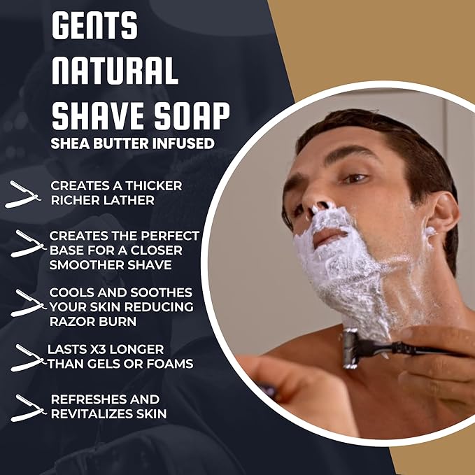 Stainless Steel Shaving Mug with Handle & Shea Butter Infused Lavender Citrus Shaving Soap – Men’s Wet Shave Bowl with Natural Lathering Soap