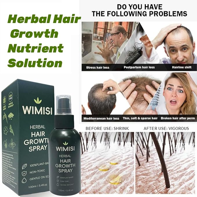 Hair Tonic Spray, Tónico para Cabello, Herbal Ginseng Hair Mist with Biotin & Keratin, Lightweight Daily Hair Care, Nourishing and Hydrating Spray for Men & Women, Non-Greasy Hair Strengthening Mist
