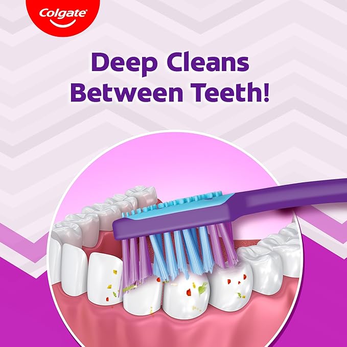 Colgate ZigZag Toothbrush for Deep Inter dental Clean with multi angle zig zag bristles (Medium, Pack of 6)