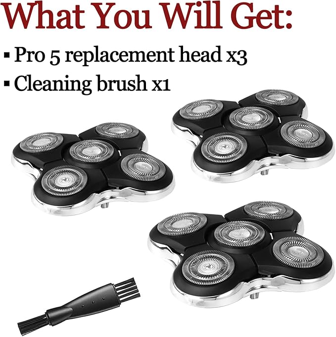3 Pack Blade Pro Replacement Head Compatible with Remington Balder Pro XR7000, 5 Dual Track Shaver Heads for a Smooth and Close Shave with No-Irritation.