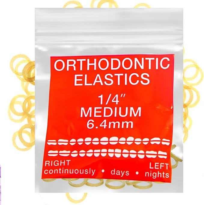 Amber Latex100 counts, Intraoral Elastic Bands Orthodontic Elastics Dental Rubber Bands Made in US Medium 1/4'', Amber Latex