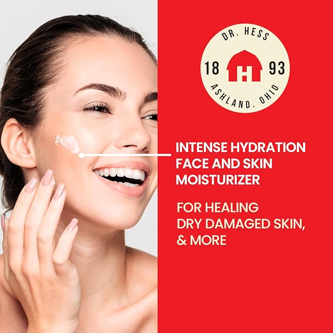 Dr. Hess Face Moisturizer for Dry & Sensitive Skin, Nourishing Lanolin, Vitamin E & Olive Oil Formula, Healing Hydrating Facial & Body Lotion, Paraben & Sulfate Free, Daily Skin Care Cream, 4 oz