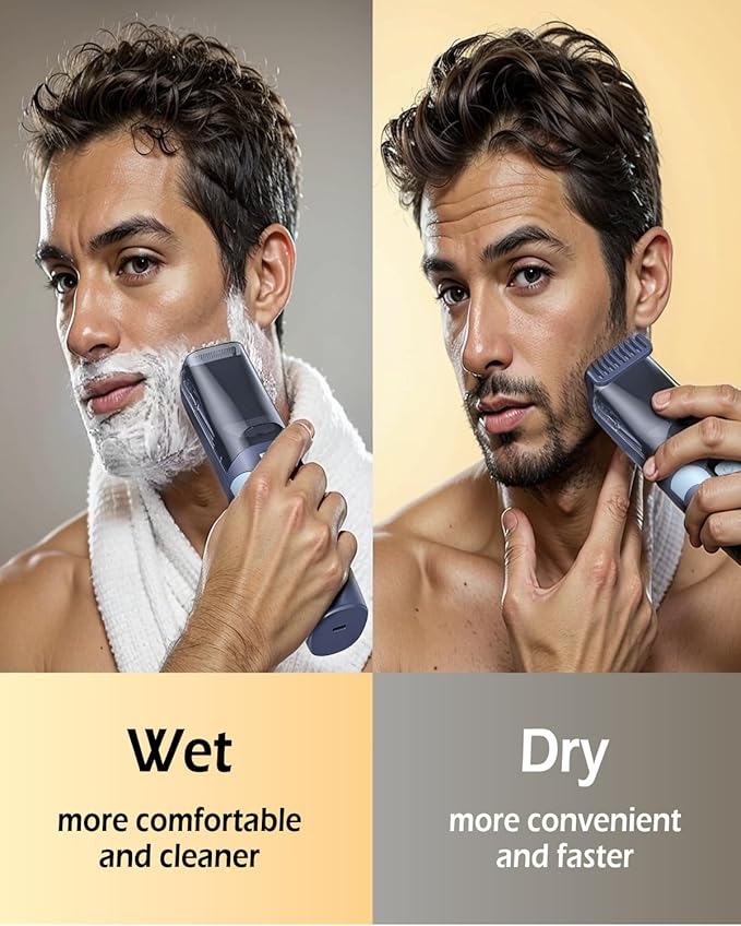 ENNSU Beard Trimmer for Men Auto-Vaccum, Rechargeable Electric Men Beard Trimmers with 2 Combs, 1-20mm Adjustable Length Dial, Waterproof Cordless Mustache Trimmer for Face, Stubble, Blue