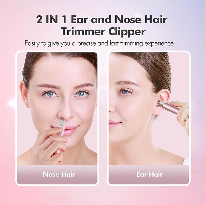 TOUCHBeauty Electric Ear and Nose Hair Trimmer for Women, Painless Round Tip for Sensitive Skin, Mini Portable Shaver with Travel Case, Easy Clean & Battery Powered, Perfect Christmas Day