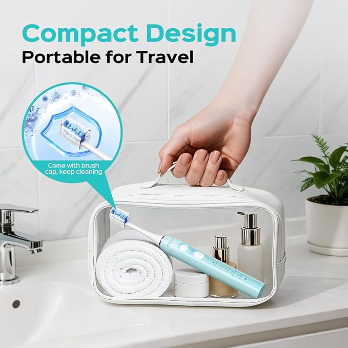 COSLUS C30 Electric Toothbrush for Adults & Kids: 3 Intensities & 5 Modes for Effective Yet Gentle Ultra-Clean Feel, 2 Types of Heads for Gentle & Daily Care, Travel & Home Use, Green, 1PC