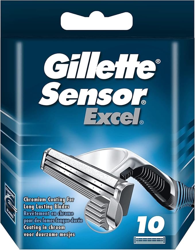 Gillette Sensor Excel Shaving Cartridges for Men Quantity: 10 (Packaging May Vary)