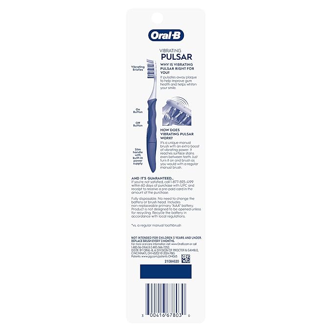 Oral-B Pro-Health Pulsar Battery Toothbrush, Soft, Blue , 2 Count (Pack of 1)