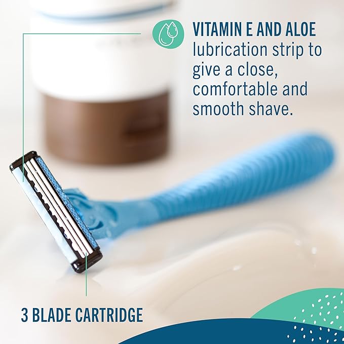 Preserve Shave 3 Razor Blade Refills, Titanium-Coated 3 Blade Cartridges with Vitamin E & Aloe – Eco Friendly, Cruelty Free, Unisex Shaving for Face & Body – 4 Pack