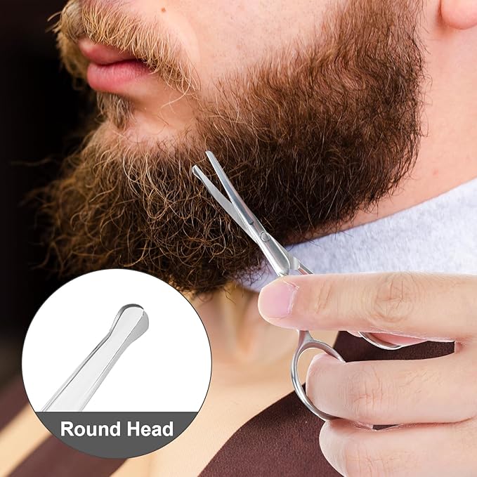 2 Pcs Eyebrow Scissors Nose Hair Trimmer for Men Professional Stainless Steel Small Shears Nose Hair Scissors Small Scissor Mustache Scissor for Hairs Eyelash Noses Eyebrow Ear Hairs Trimming Mustache
