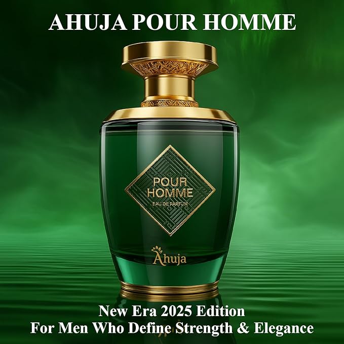 AHUJA Pour Homme Eau de Parfum for Men 3.4 fl oz – Long Lasting Men’s Fragrance w/Citrus & Fruity Notes – Original Cologne for Men – Bold, Elegant & Luxury Perfume Gift for Him – Premium EDP Scent