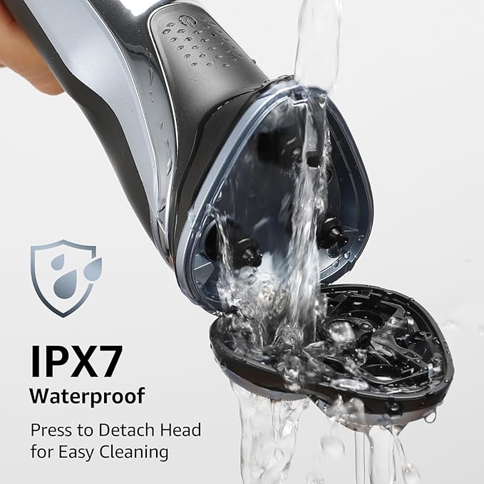 Rechargeable Electric Razor for Men: IPX7 Waterproof Shaver - 4D Flex Precision Blades with Pop-Up Trimmer - 1.5H Fast Charge - Gentle on Sensitive Skin, Travel-Friendly，Valentine's Day Gifts