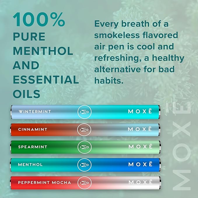 MOXE Natural Menthol Air Inhaler | Non Electric Long-Lasting Flavored Air Refreshing Support | Oral Fixation Menthol Essential Oils, Craving Relief