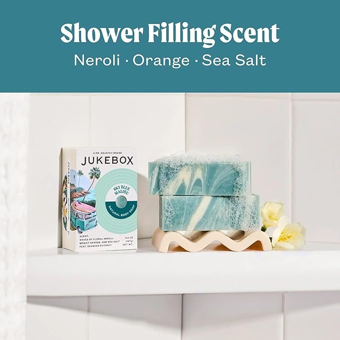 JUKEBOX Soap Sampler Gift Pack- 5 Bar Soaps- Lavender Fields Forever, Rose Hips Don't Lie, Skyy Blue Malibu, That's Limone, Born To Be Wild