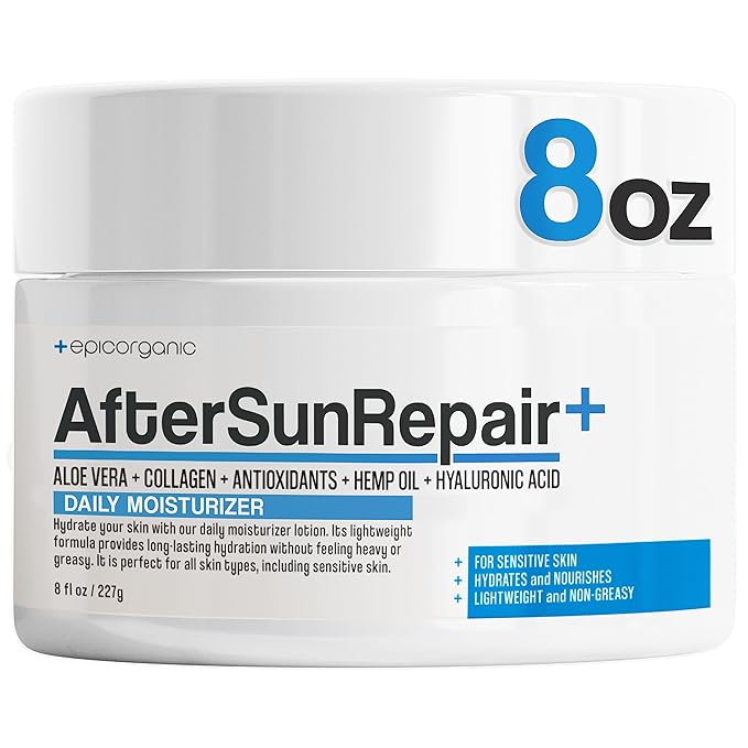 After Sun Daily Moisturizer & Repair | Vitamin E Cream | 24-Hour Hydration for Sun-Exposed Skin | Improves Skin Texture | Fragrance-Free Face and Body Lotion | 8 oz