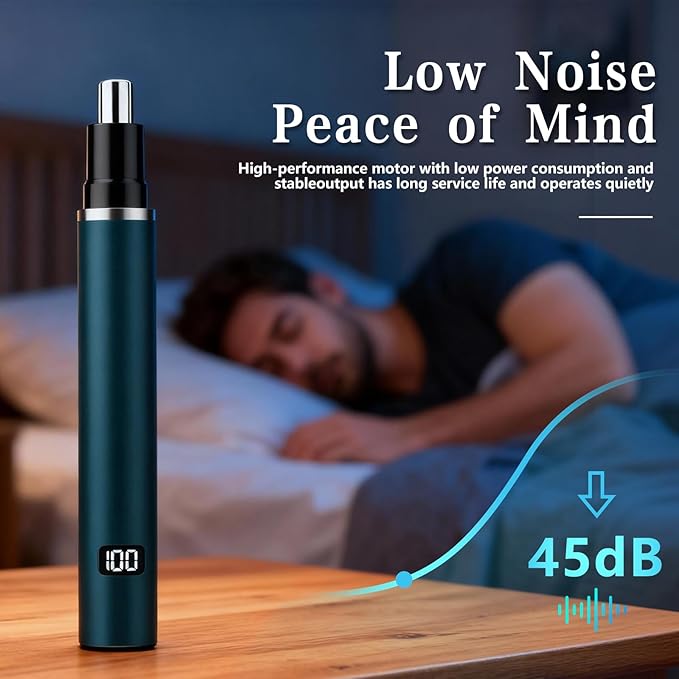 Ear and Nose Hair Trimmer Clipper, LED Display Professional Eyebrow & Facial Hair Trimmer for Men Women, Battery-Operated Trimmer with IPX7 Waterproof, Dual Edge Blades for Easy Cleaning