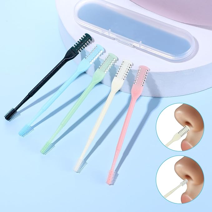 5Pcs Nasal Hair Cutter,Nose Hair Trimmer Manual,2-in-1 Nasal Hair Cutter Manual with Cleaning Brush,Upgrade Manual Nasal Hair Cutter,360° Rotating Nose Nasal Hair Trimmer Women Men,5 Colors