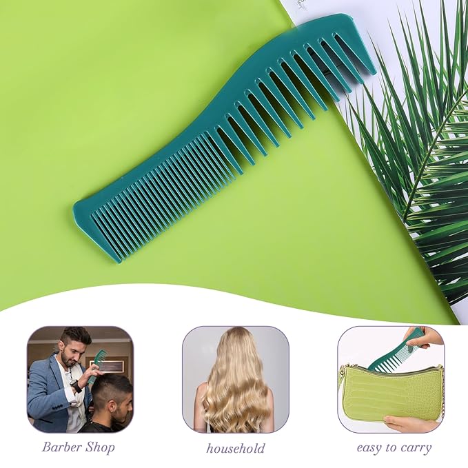 Mozeat Lens Hair Comb, 2 PCS 7 Inch Double Tooth Hair Dressing Comb for Women and Men, Professional Fine Wide Tooth Dresser Comb for All Hair Types, Beard and Mustache