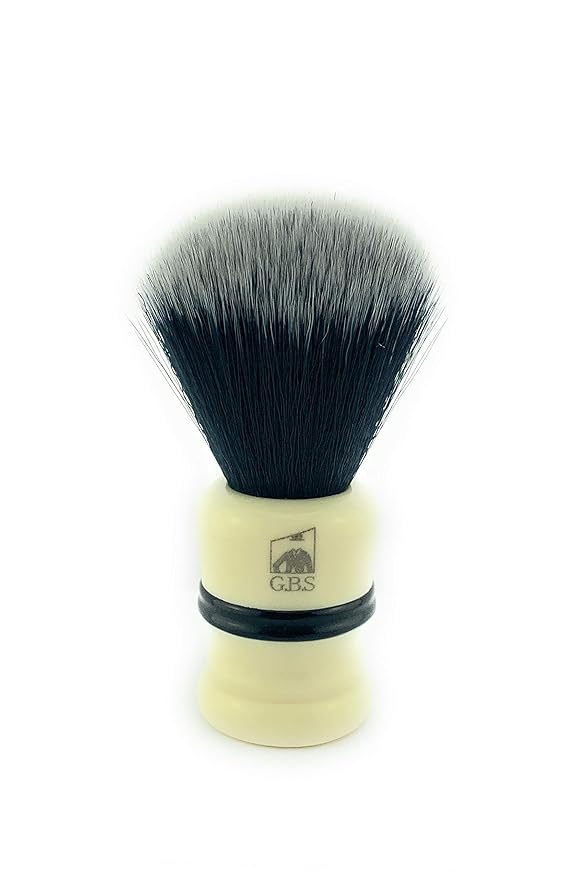 G.B.S Men's Synthetic Shaving Brush- Soft, Ivory with Black Strip