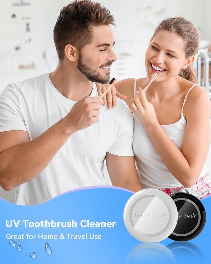 UV Toothbrush Sanitizer for Bathrooms, Single Toothbrush Sanitizer, Wall Mounted Tooth Brush Sanitizer Holder with Fan Drying, No Drilling (White)