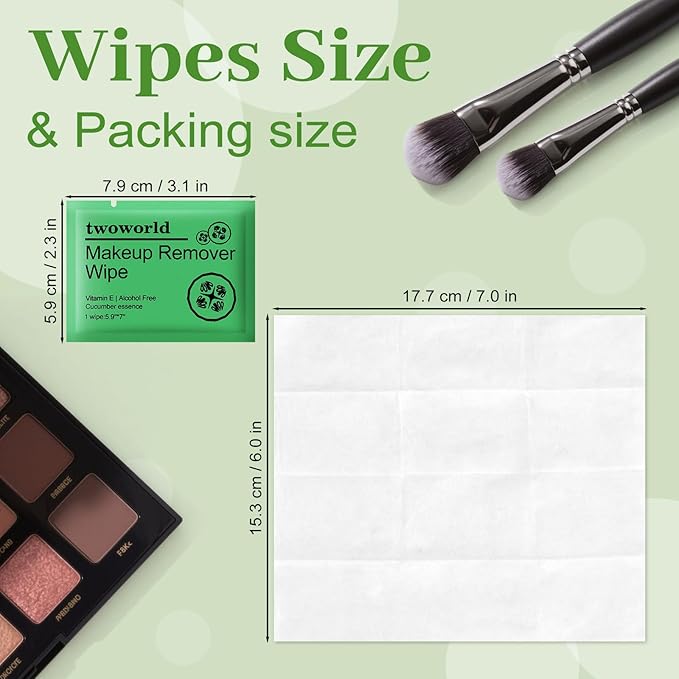 Makeup Remover Wipes Bulk Individually Wrapped,Travel Makeup Wipes Gentle for Face Cleansing Mascara Lipstick Travel Hotel（cucumber,pack of 50)