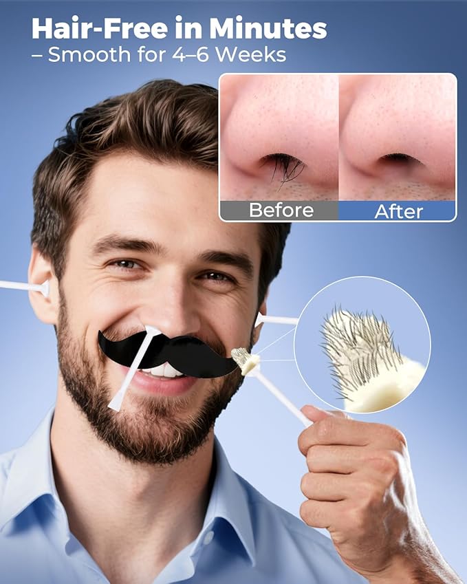 Nose Wax Kit with 100g Natural Resin Wax & 20 Sticks, Mini Nose Hair Wax Kit with Smart Temp Control, USB Fast Heat, 3-Min Hair Removal – Lasts 4–6 Weeks | For Nose & Ear, Up to 15 Uses