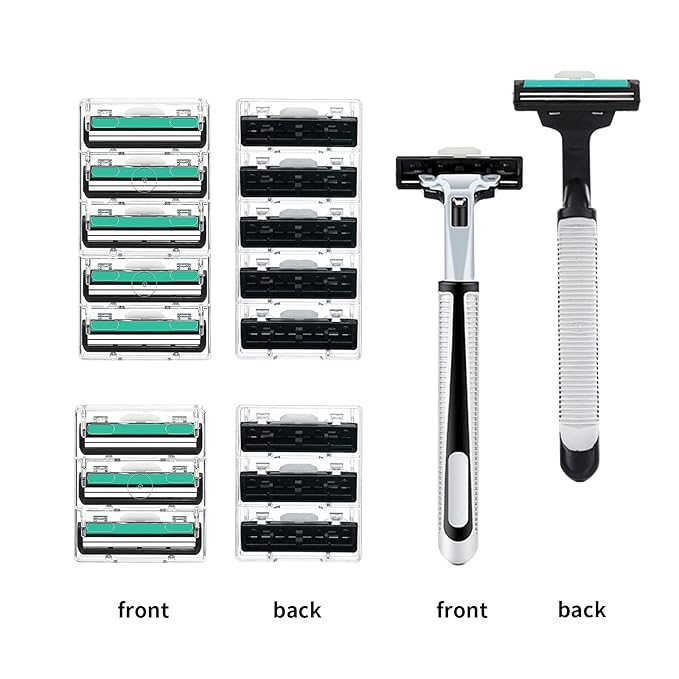 Razors for men Shaving,2-Blade mens Razor Cartridges Includes 1 Handles and 48 Replaceable razor head, With Lubricating Strip - Compatible With Atra Razor Handles（48 Cartridges reffills）