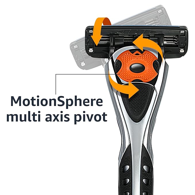 Amazon Basics 3-Blade MotionSphere Razor for Men with Dual Lubrication, Handle & 2 Cartridges (Cartridges fit Amazon Basics Razor Handles only) (Previously Solimo)