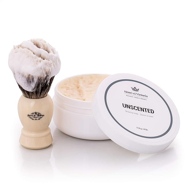 Henri et Victoria Shaving Soap For Men | Smooth Shave, Lathers Up Nicely, Long-Lasting Scent | Canadian Made by Skilled Artisan 114 g (4 oz) (Unscented)