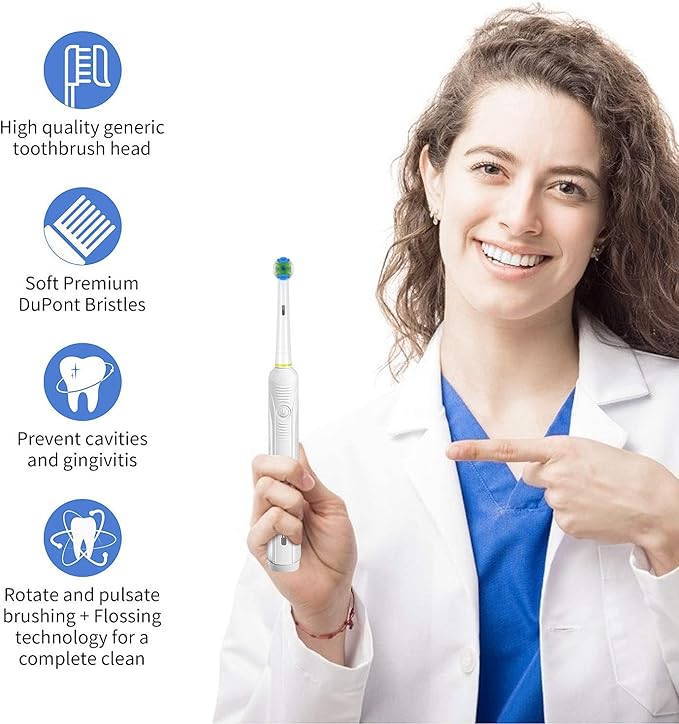 Replacement Toothbrush Heads Compatible with Braun Oral b 7000/Pro 1000/9600/ 5000/3000/8000/Genius and Smart Electric Toothbrush (white-8pcs)