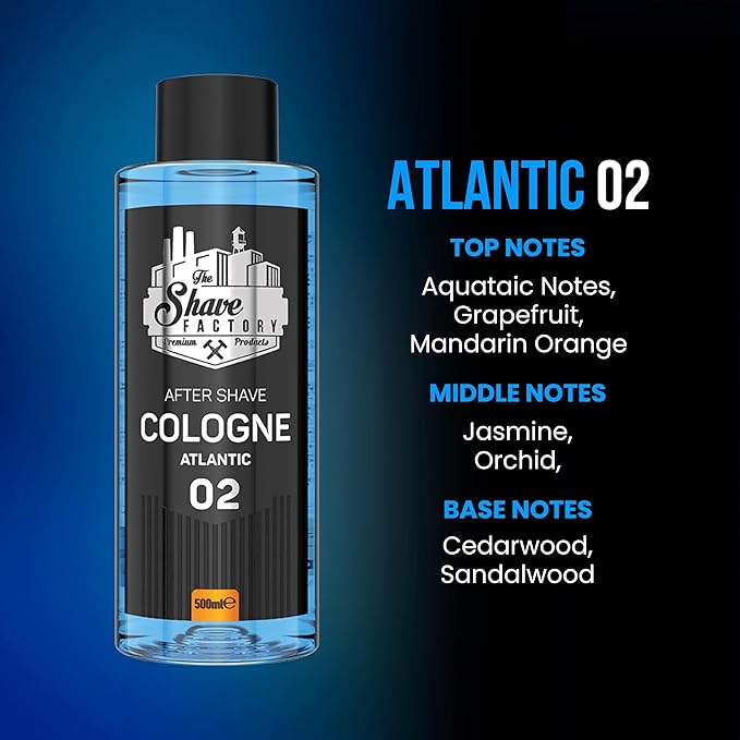 the shave factory After Shave Cologne Series - Cologne for Men, Aftershave for Men, Refreshes and Relieves Face and Skin (02 Atlantic)