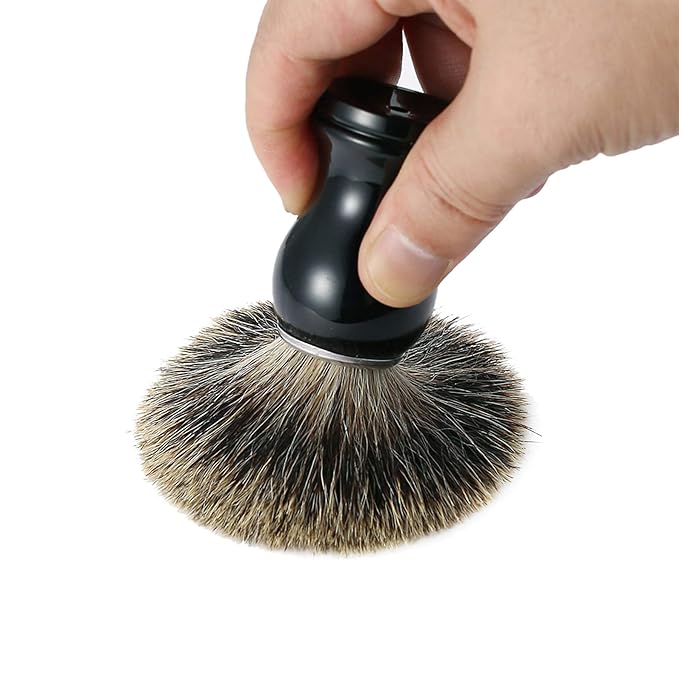 Vtrem Shaving Brush Black Handle Professional Badger Hair Shave Brush for Men Shaving Brush for Wet Shave for Safety Razor Double Edge Razor Straight Razor or Shaving Razor