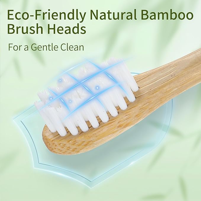 Bamboo Electric Toothbrush丨Rechargeable Electric Toothbrush with 4 Bamboo Heads, Soft Castor Oil Bristles,5 Moedes&3 Intensities, 45 Days Battery Life, IPX7 Waterproof-Pink