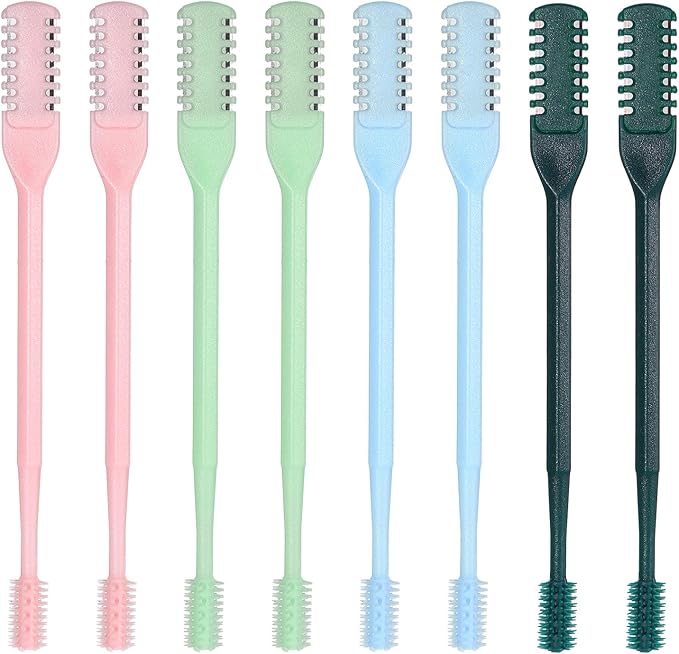 8 Pcs Nasal Hair Cutter 360° Rotating Nose Hairs Remover Tool Double Sided Nose Hair Trimmer Portable 2-in-1 Nasal Cutter Sticks Noses Knife with Soft Cleaning Brush for Home Travel Essentials