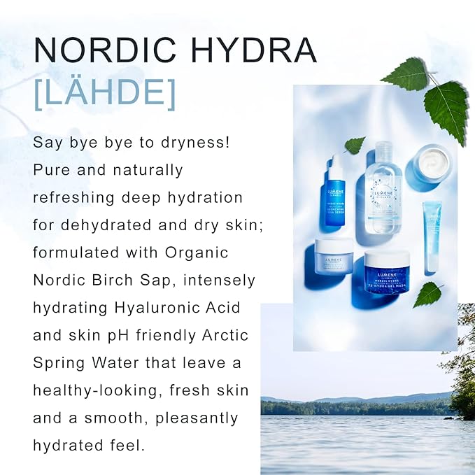 Lumene Nordic Hydra [Lahde] Water Gel - Hyaluronic Acid Gel Moisturizer - Shine Free, All Day Hydration Face Moisturizer - Niacinamide Moisturizer for Oily Skin (1.7 fl oz)