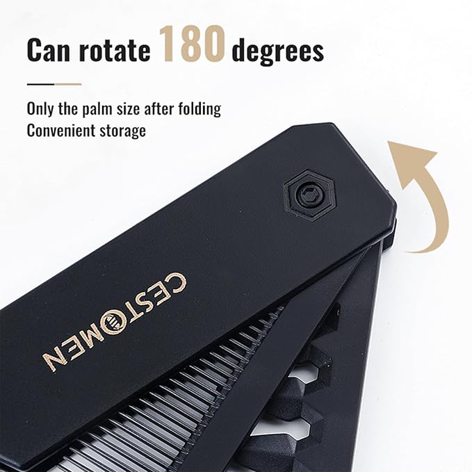 Protable Folding Pocket Comb for Men, 2 in 1 Hair Comb - Fine Tooth Comb, Styling for Everyday Grooming & Combing Hair, Beards and Mustaches (Black)