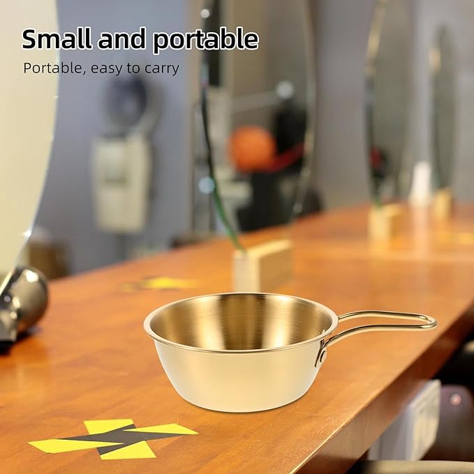 SMASOLO Men Shaving Cream Bowl with Gold Handle Stainless Steel Wet Shaving Cup Large Size for Camping and Daily Use
