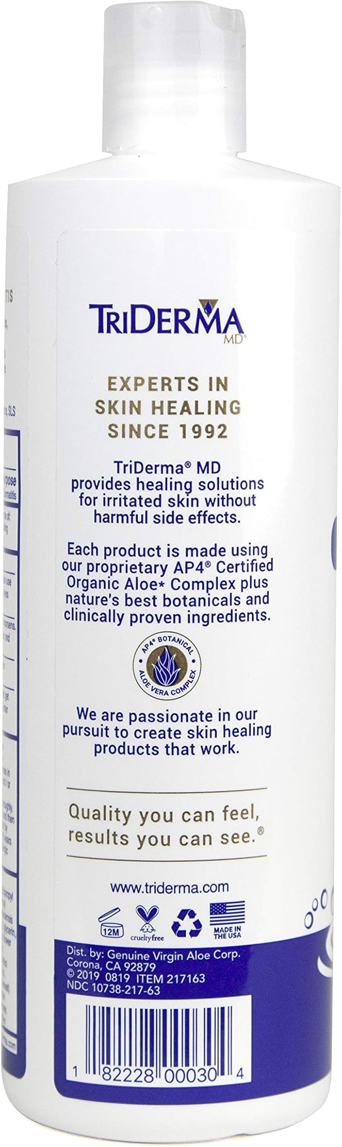 TriDerma Psoriasis Control Body Wash - Gentle 2% Salicylic Acid Cleanser, AP4 Aloe Vera Gel - Psoriasis Treatment Soothes Itching, Redness, Flaking - No Cortisone or Coal Tar - 16 oz