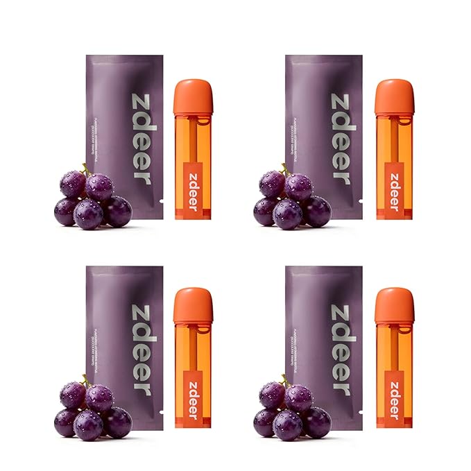 ZDEER Succulent Grape Oral Spray Pods, 4-Pack Fruity Alcohol-Free Breath Spray