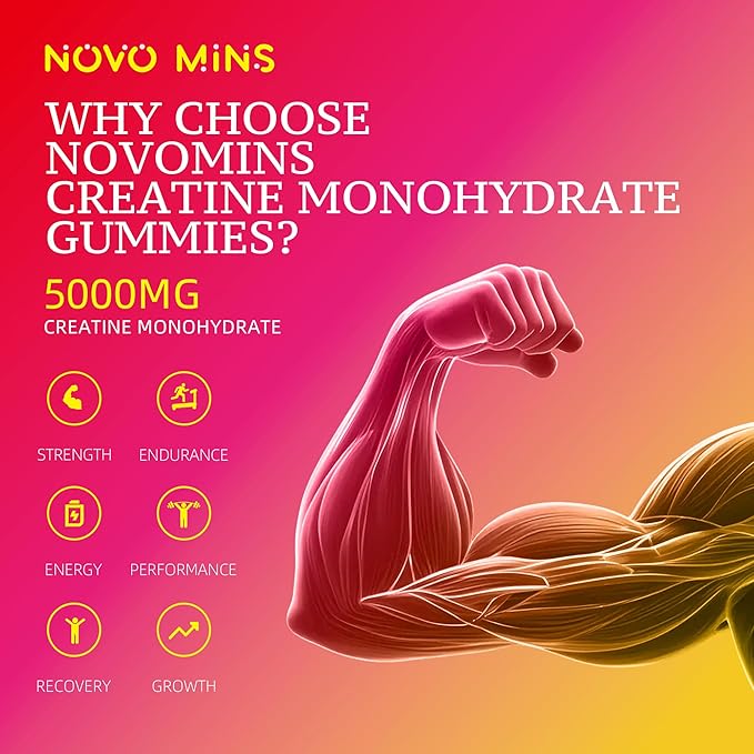 NSF Certified Creatine Gummy - Creatine Monohydrate Gummies 5000mg for Men & Women, Chewables Creatine Monohydrate for Muscle Strength, Muscle Builder, Energy Boost, Pre-Workout Supplement(120 Count)