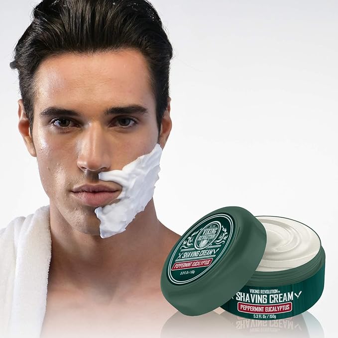 Luxury Shaving Cream Peppermint & Eucalyptus Scent - Soft, Smooth & Silky Shaving Soap - Rich Lather for the Smoothest Shave - 5.3oz