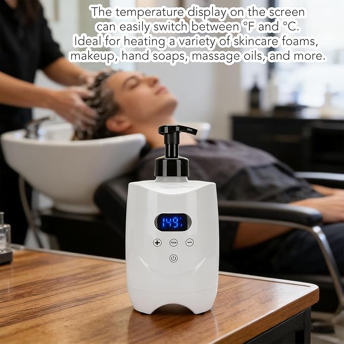 ZJchao Shaving Foam Warmer Machine, Professional Lather Heater for Warm Thick Foam with Temperature Display for Home Use and SPA Salons, Hair Salons, Dressing Rooms (US Plug 110V)